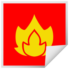 square peeling sticker cartoon fire