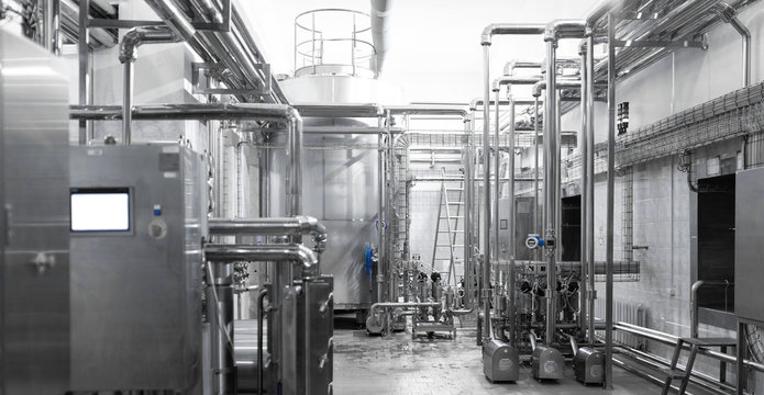 System of chrome-plated pipes at the food industry plant