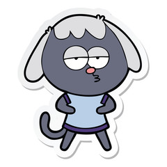sticker of a cartoon bored dog
