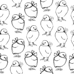 Seamless pattern with chickens