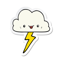 sticker of a cartoon storm cloud