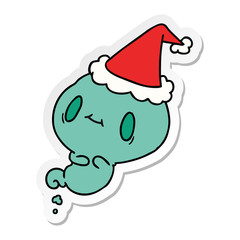 christmas sticker cartoon of kawaii ghost