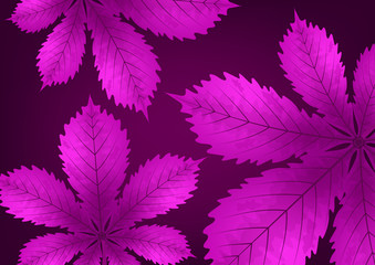 Bright stylish abstract background with chestnut leaves for your design. Vector illustration