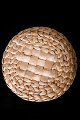 top view on small handmade craft round box