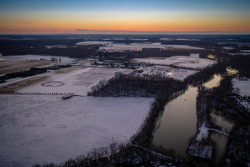 Aerial Landscape of Snow in Plainsboro New Jersey