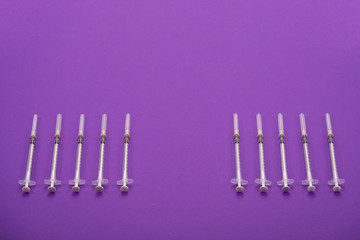 1-ml syringes isolated on a bright background