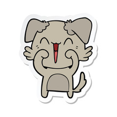 sticker of a happy little dog cartoon