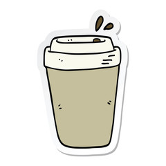sticker of a cartoon coffee cup