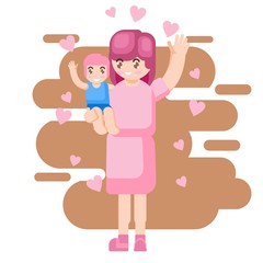 VECTOR ILLUSTRATION HAPPY MOTHER DAY