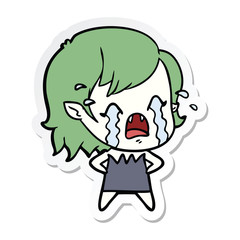 sticker of a cartoon crying vampire girl