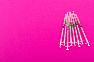 1-ml syringes isolated on a bright background