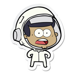 sticker of a cartoon surprised astronaut
