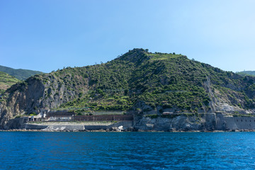 Fototapeta premium Italy,Cinque Terre,Riomaggiore, a large wine farm om the moutanin slope