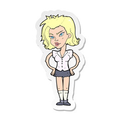 sticker of a cartoon woman with hands on hips