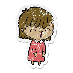 distressed sticker of a cartoon woman