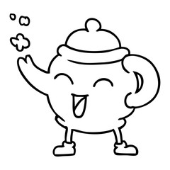 line drawing doodle of a blue tea pot