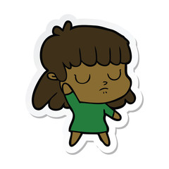 sticker of a cartoon indifferent woman