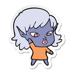 sticker of a pretty cartoon elf girl