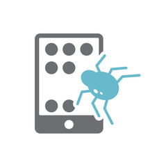 Device attack icon on background for graphic and web design. Simple vector sign. Internet concept symbol for website button or mobile app.