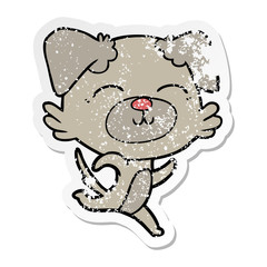 distressed sticker of a cartoon dog
