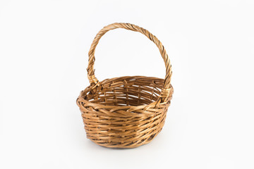 Fototapeta na wymiar empty wicker basket isolated on white background