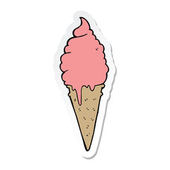 sticker of a cartoon ice cream