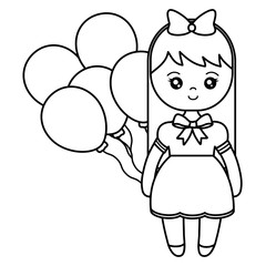 cute and little girl with balloons helium