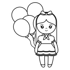 cute and little girl with balloons helium