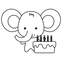cute and little elephant with sweet cake