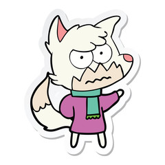 sticker of a cartoon annoyed fox