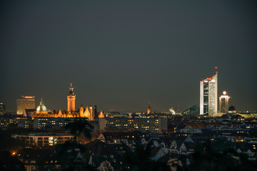 Central Business District Of Leipzig By Night