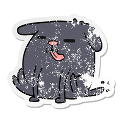 distressed sticker cartoon kawaii of a cute dog