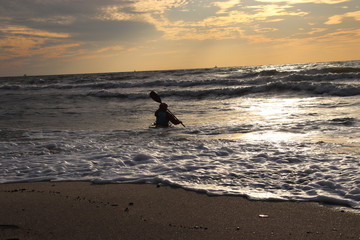Fototapeta premium The Baltic coast in autumn, sport in a canoe.