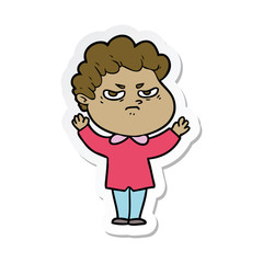 sticker of a cartoon angry man