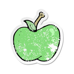 retro distressed sticker of a cartoon apple