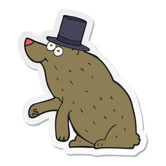 sticker of a cartoon bear in top hat