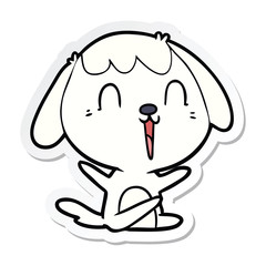 sticker of a cute cartoon dog crying