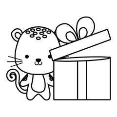 cute and little tiger with gift