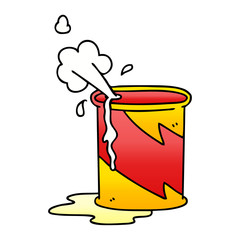 quirky gradient shaded cartoon exploding oil can