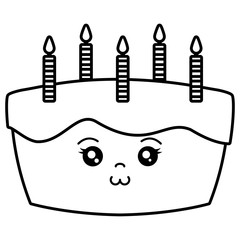sweet birthday cake with candles kawaii