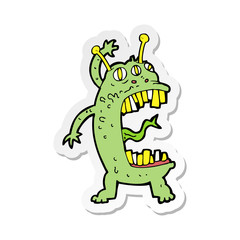 sticker of a cartoon crazy monster