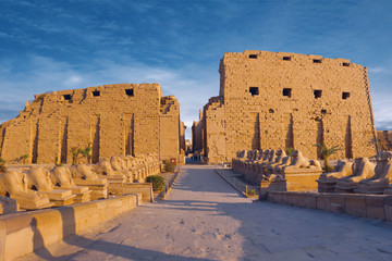 Karnak Temple, The ruins of the temple, Embossed hieroglyphs on the wall	