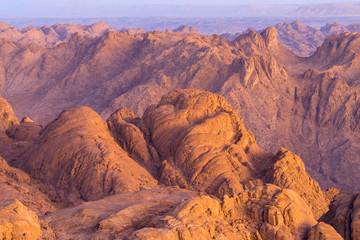 Amazing Sunrise at Sinai Mountain, Beautiful dawn in Egypt, Beautiful view from the mountain	