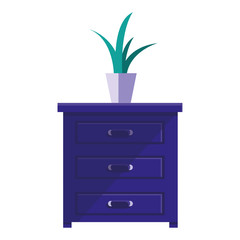 drawer wooden with houseplant