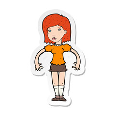 sticker of a cartoon woman looking sideways