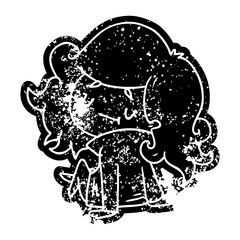 grunge icon of a cute kawaii girl