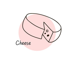 Cheese. Line art graphic. Restaurant template. Graphic illustration.