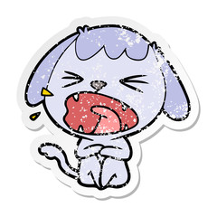 distressed sticker of a cute cartoon dog