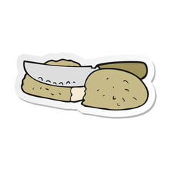 sticker of a cartoon slicing bread