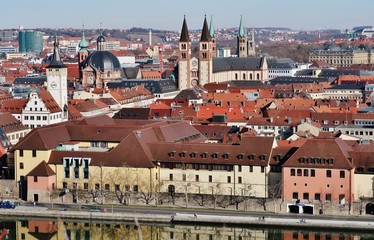 Obraz premium Würzburg, Altstadt, Blick vom Festungsberg
